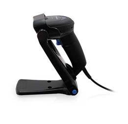 QuickScan QD2500, Black, left facing, up in collapsible stand