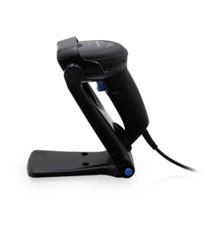 QuickScan QD2500, Black, left facing, up in collapsible stand