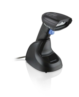 QuickScan QD2200, Black, Right Facing, Upright in Stand