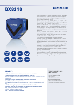 Long-Range Scanners: DS8110/DX8210 - 静止型工業用スキャナ - Datalogic